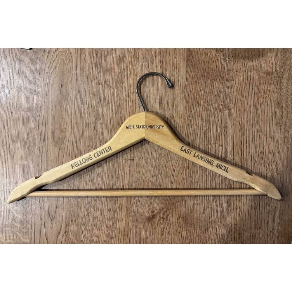 Vintage Michigan‎ State University Kellogg Center Wooden Hanger With Metal Hook